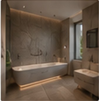 Baño con revestimiento de piedra y cerámica