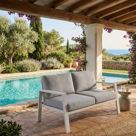 Sofá de Jardín 2 Plazas - Thais - Blanco 132,2 x 73,3 x 74,8 cm