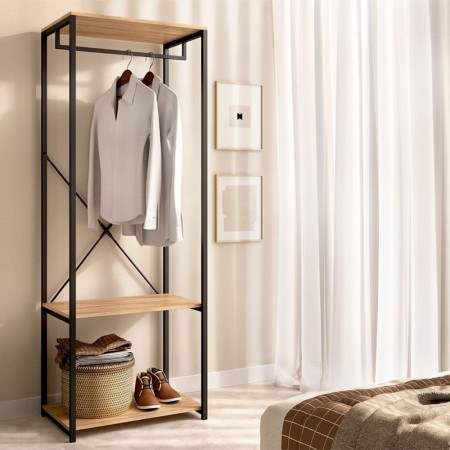 Vestidor abierto metal TROK Roble y Negro 60x167 cm