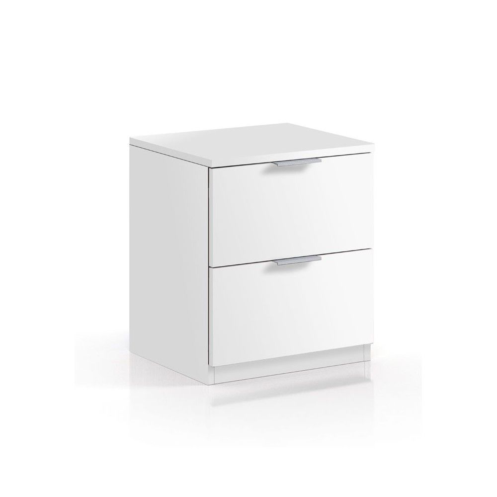 Mesita de noche blanca Low Cost 2 cajones 45 x 38 x 33, 5 cm