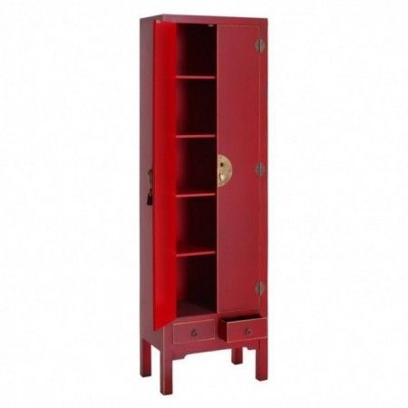 Armario salón Oriente Rojo 2 puertas 2 cajones 55 x 185 x 33 cm