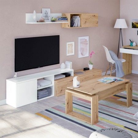 Mueble de sala Julia Roble Nordi - Blanco Artik 221 x 40 cm