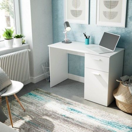 Mesa escritorio Just Blanco Artik, 1 cajón 1 puerta 108 x 73 x 50 cm