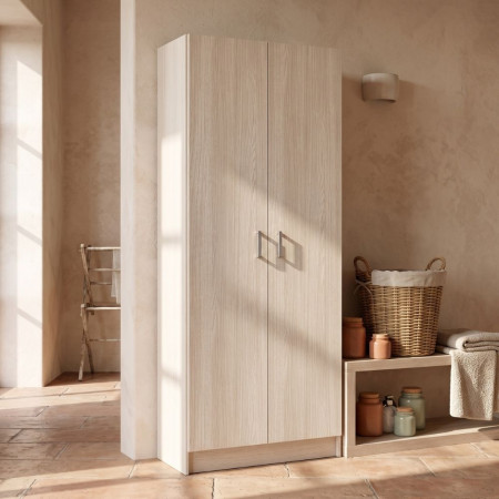Armario multiusos 2 puertas Escobero Roble 73 x 180 x 37 cm