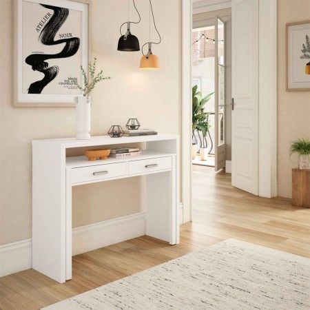 Mesa consola escritorio desplazable blanco Artik 004582A 98,5 x 87,5 x 36 cm