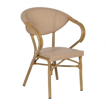 Silla de aluminio apilble brazos Beige 57 x 82 x 58,5 cm