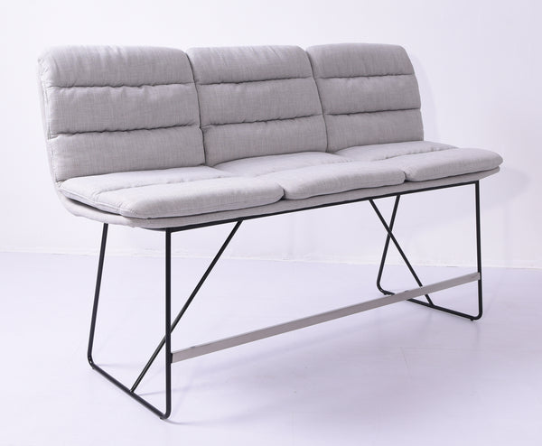 Banco de mostrador KAWOLA Vince de tela gris claro W/H/D: 180 x 110 x 56 cm