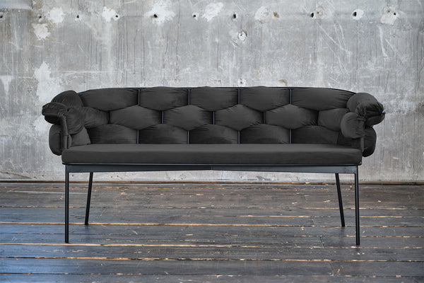 Banco KAWOLA MONTY, 180 cm, terciopelo negro