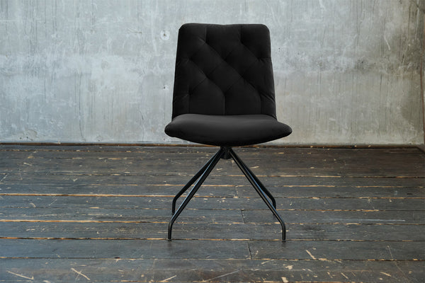 Silla KAWOLA NEW CHARME, silla giratoria de comedor, terciopelo negro