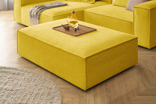 KAWOLA taburete tapizado CARMO taburete banco tela amarillo