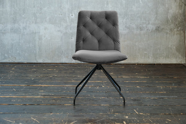 Silla KAWOLA NEW CHARME, silla giratoria de comedor, color de terciopelo Stone