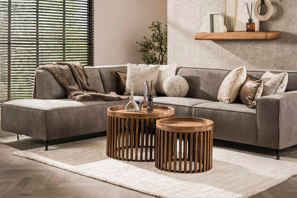 KAWOLA mesa de centro LANI set 2 pzs. madera mango marron base redonda