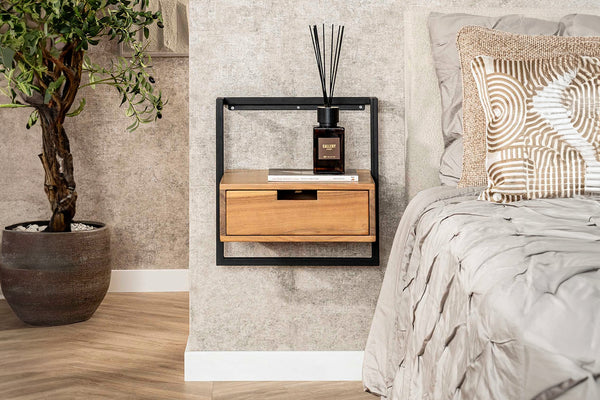 KAWOLA mesita de noche AIDY colgante acacia natural 1 cajón