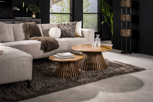 KAWOLA mesa de centro LANI set 2 pzs. madera de mango marrón base cónica