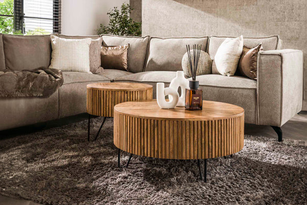 KAWOLA LORENA juego de mesa de centro 2 piezas madera de mango marrón