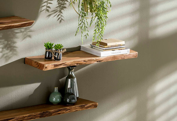 KAWOLA Estantería de pared ERGEA 90 cm acacia maciza natural