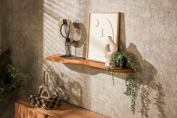 Estantería de pared KAWOLA HUZO 120 cm acacia maciza natural