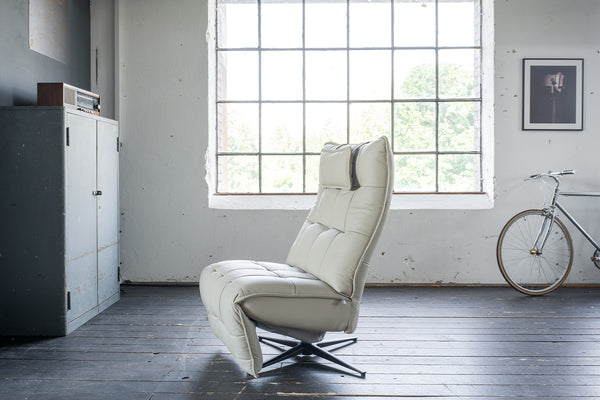 Silla reclinable KAWOLA MIKO giratoria piel gris