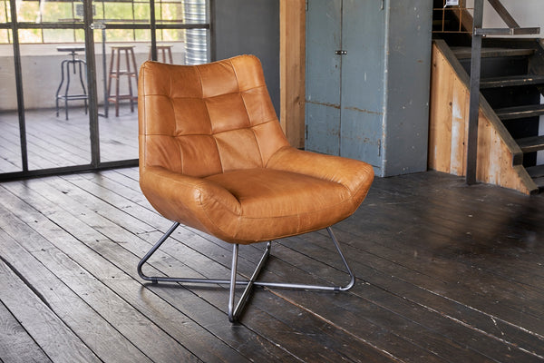 Silla KAWOLA Snooze de piel coñac (ancho x alto x profundidad): 82 x 93 x 76 cm