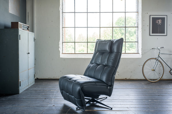 Silla reclinable KAWOLA MIKO giratoria piel negra