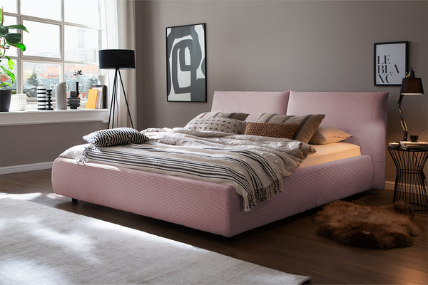 KAWOLA cama HENRY cama tapizada Pana rosa