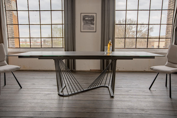 2a oportunidad KAWOLA mesa extensible ELOISE mesa de comedor cerámica negro/gris
