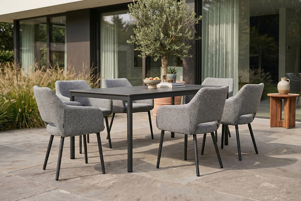 Conjunto de muebles de jardín KAWOLA AMUR, 7 piezas, aluminio gris