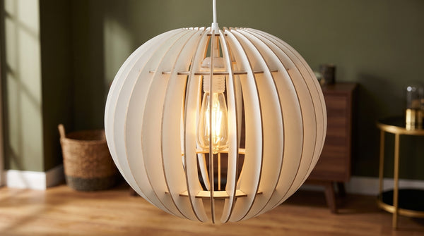 Lámpara colgante KAWOLA BOLZANO de madera blanca